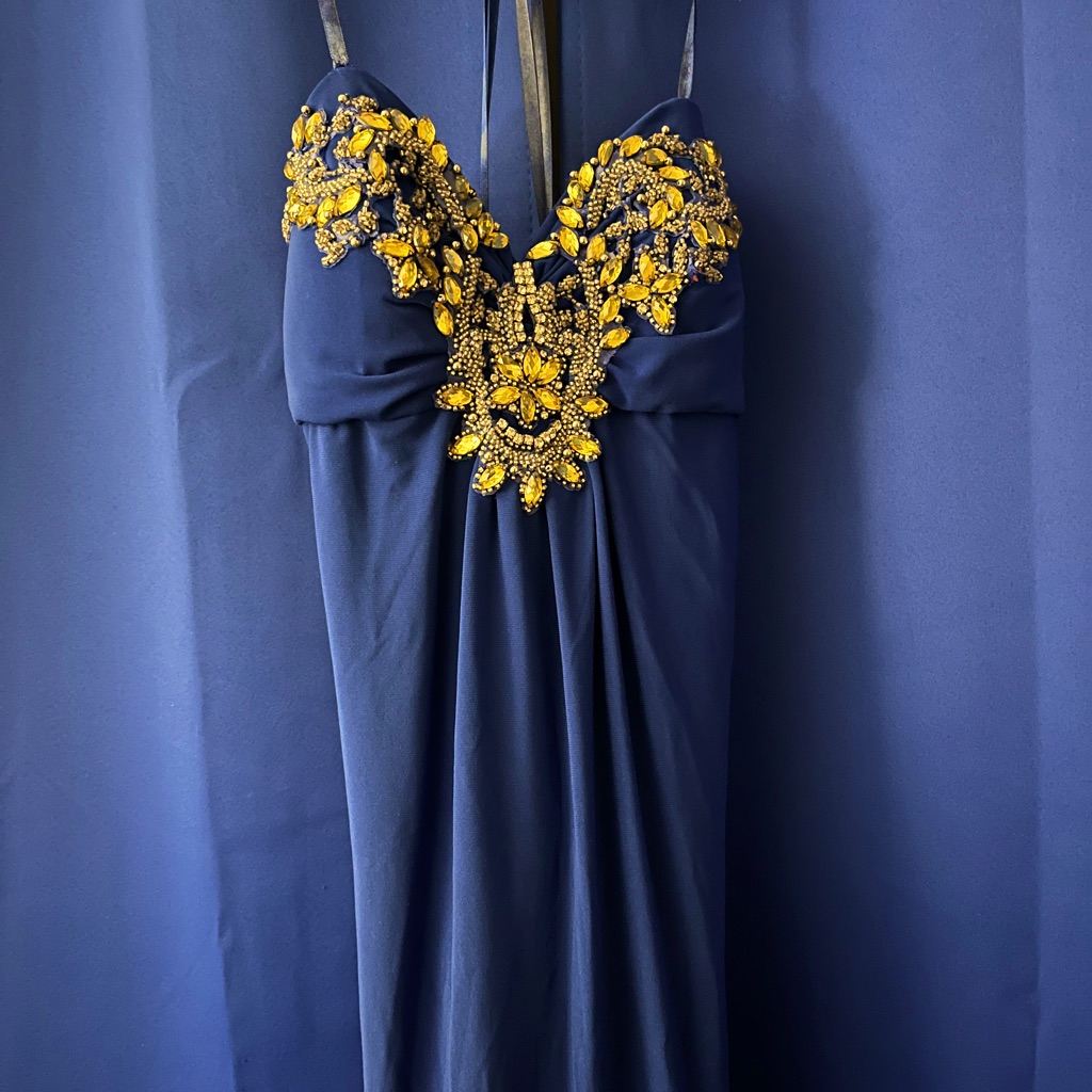 Faviana Couture Designer Dress (Navy Blue)